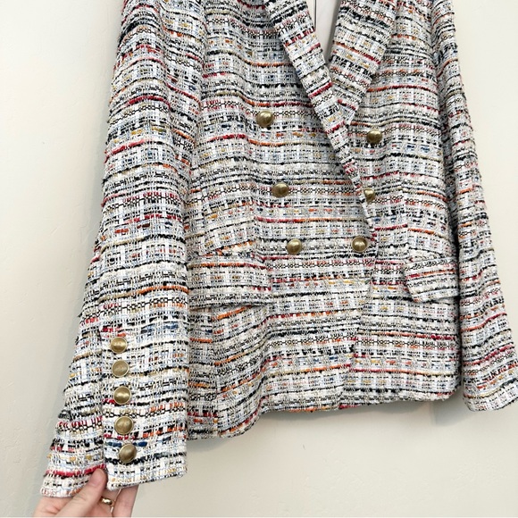 L'AGENCE Kenzie Double Breasted Blazer in Orange & Blue Multi - Picture 7 of 16